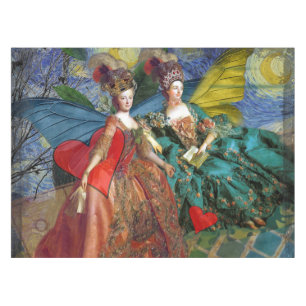 Starry Night Rococo Maidens Butterfly Wings Art Tablecloth