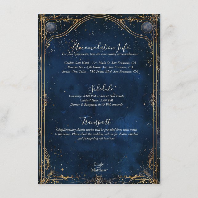 Starry Night Romance Wedding Enclosure Card (Front)