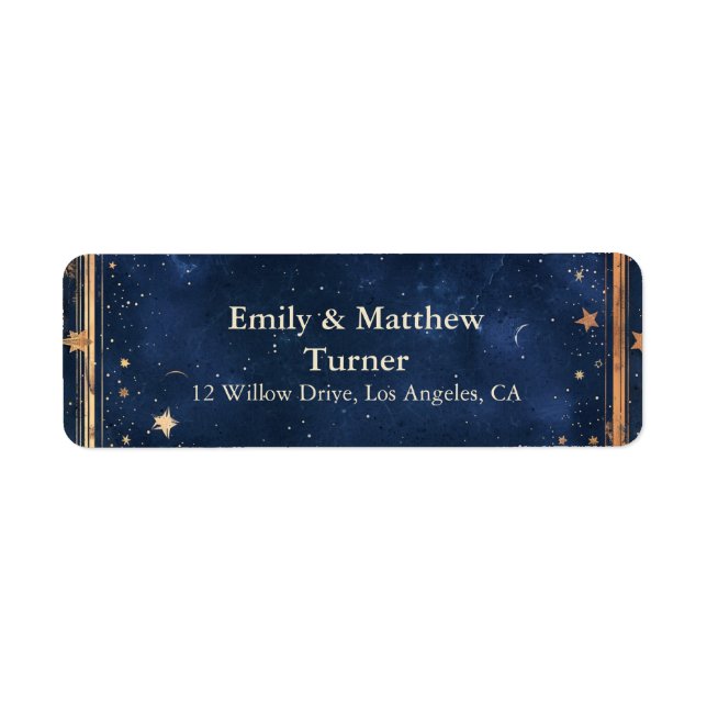 Starry Night Romance Wedding Label (Front)