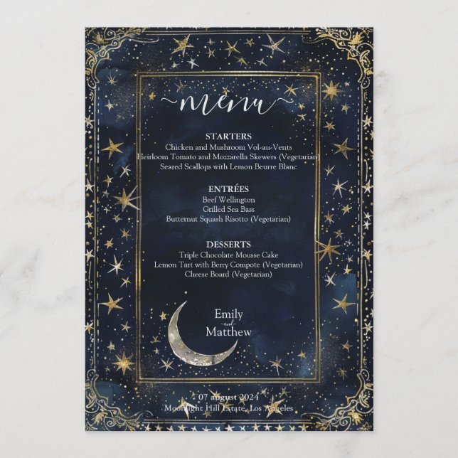 Starry Night Romance Wedding Menu (Front)