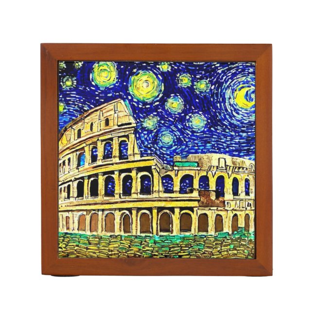 Starry Night Rome Italy Desk Organizer (Front)