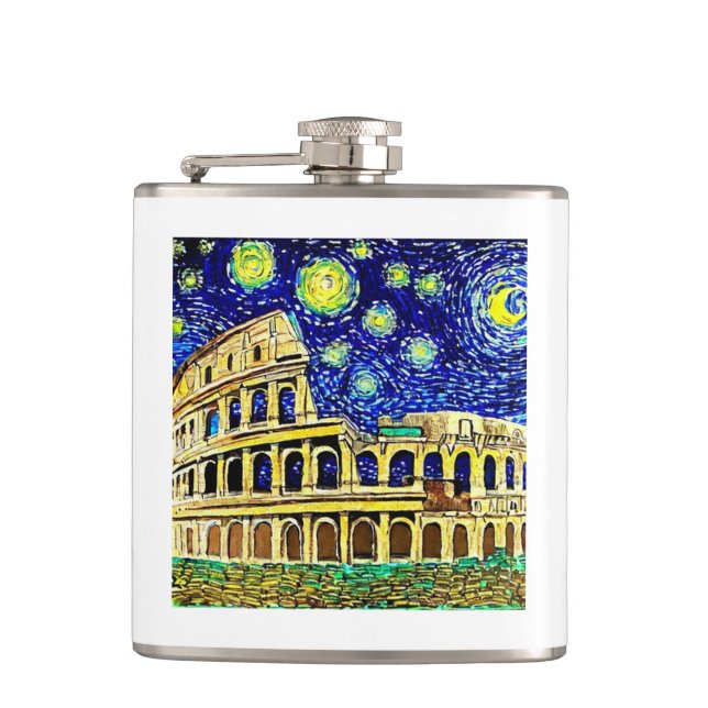 Starry Night Rome Italy Flask (Front)