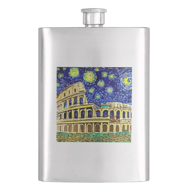 Starry Night Rome Italy Flask (Front)