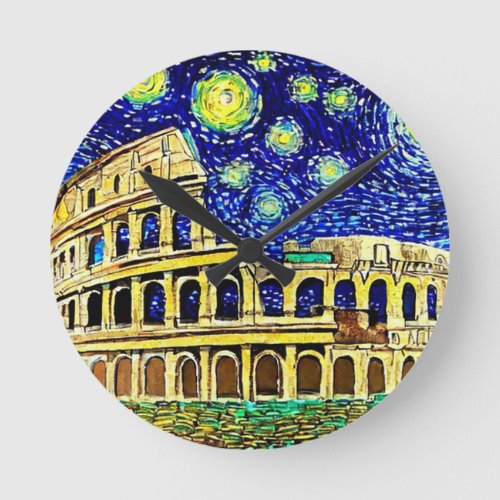 Starry Night Rome Italy Round Clock
