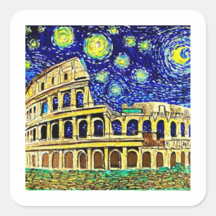 Starry Night Rome Italy Square Sticker