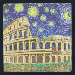 Starry Night Rome Italy Stone Coaster<br><div class="desc">The Colosseum in Rome Italy is an icon and one of the most recognizable structures in the world. This beautiful design is the colosseum in the style of Vincent Van Gogh's starry night.</div>