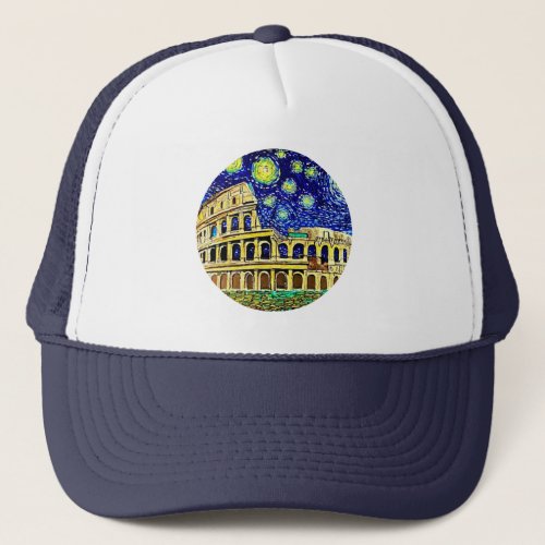 Starry Night Rome Italy Trucker Hat