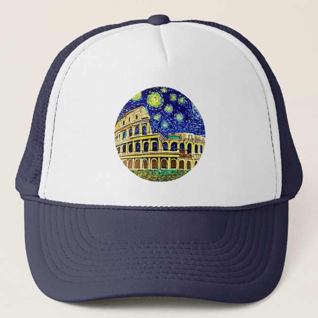 Starry Night Rome Italy Trucker Hat (Front)