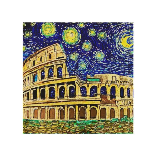 Starry Night Rome Italy Wood Wall Art