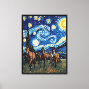 Starry Night Running Horses Canvas Print