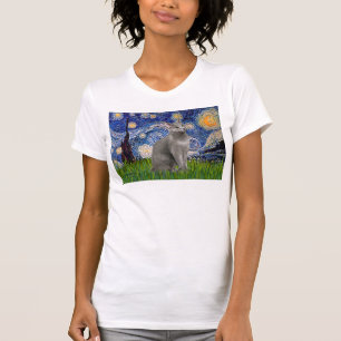 Starry Night - Russian Blue cat T-Shirt