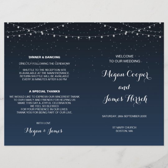 Starry Night Rustic Folded Wedding Program Zazzle Com