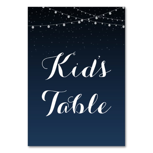 Starry Night Rustic Wedding Kids's Table Sign Table Number (Back)