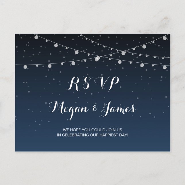Starry Night Rustic Wedding RSVP Postcard (Front)