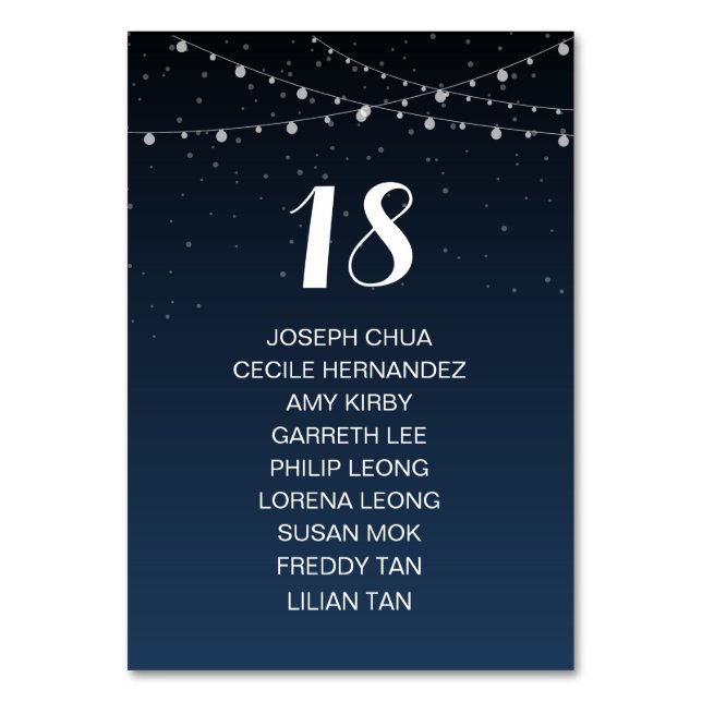 Starry Night Rustic Wedding Seating Chart Table Number (Front)