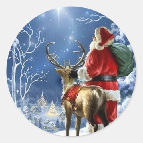 Starry Night Santa Sticker