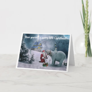 Starry Night Santa With Polar Bears Christmas Card