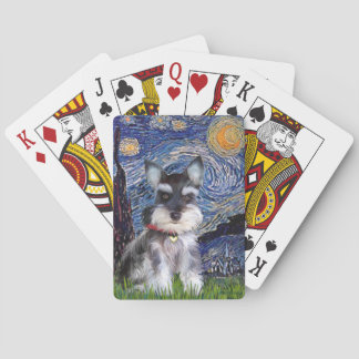 Starry Night - Schnauzer Puppy Poker Cards