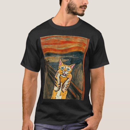 Starry Night Scream Cat Art Parody Van Gogh Funny  T_Shirt