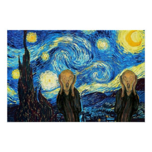 Starry Night Scream.Glossy Poster