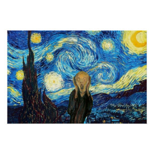 Starry Night Scream.Glossy Poster