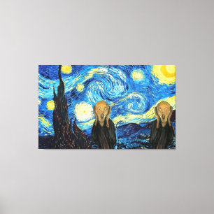 Starry Night Screaming Twins Canvas Print
