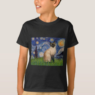 Starry Night - Seal Point Siamese cat T-Shirt