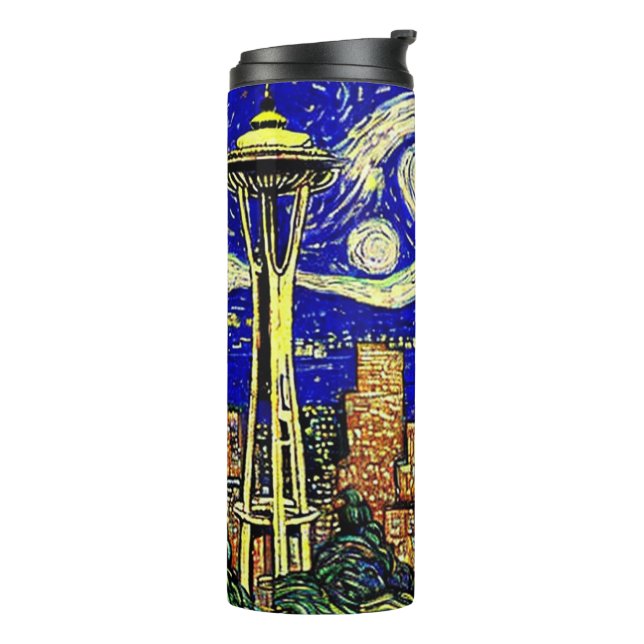 Starry Night Seattle Washington Thermal Tumbler (Rotated Left)