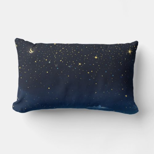 Starry Night Serenity Throw Pillow with Star