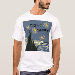 Starry "Night Shift" in the style of Van Gogh T-Shirt