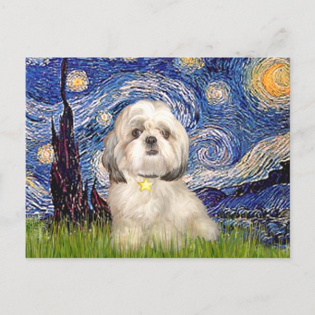 Starry Night - Shih Tzu (Y) Postcard (Front)