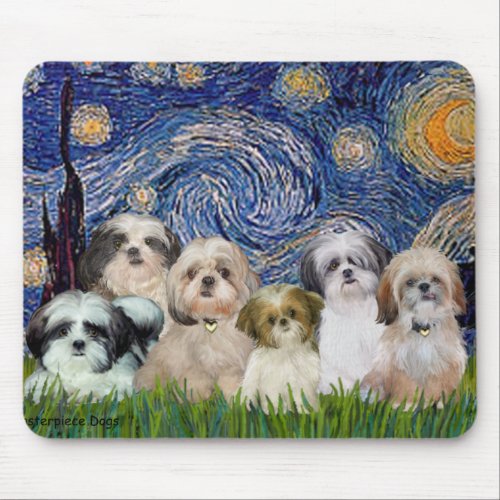 Starry Night _ Six Shih Tzus Mouse Pad