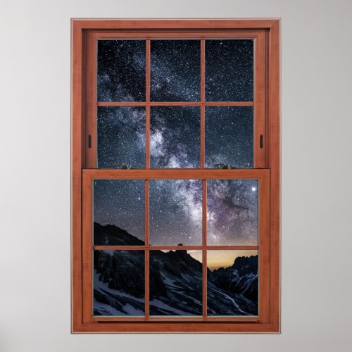 Starry Night Skies Window Illusion _ Fake Window Poster