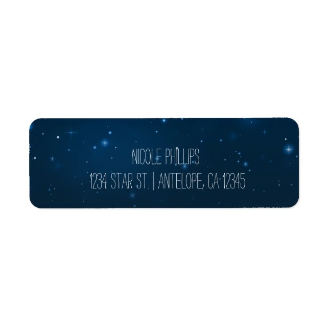 Starry Night Sky Blue Stars Wedding Address Labels (Front)