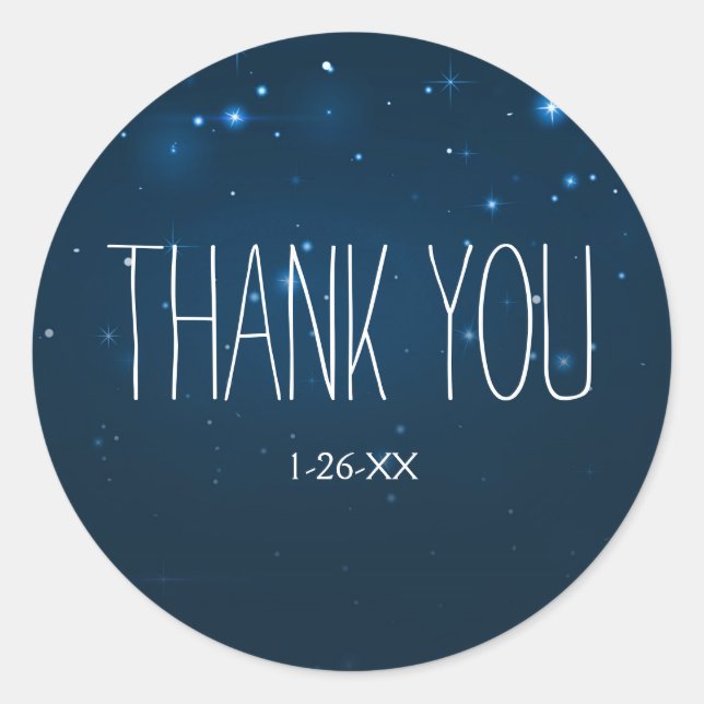 Starry Night Sky Blue Wedding Party Favor Stickers (Front)