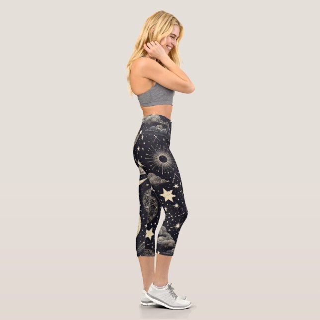 Starry Night Sky Capri Leggings (Right)