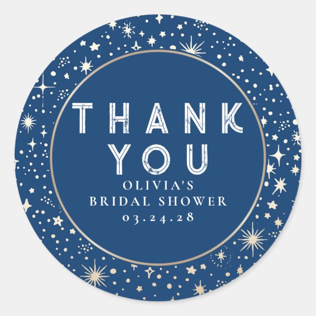 Starry Night Sky Celestial Thank You Classic Round Sticker (Front)