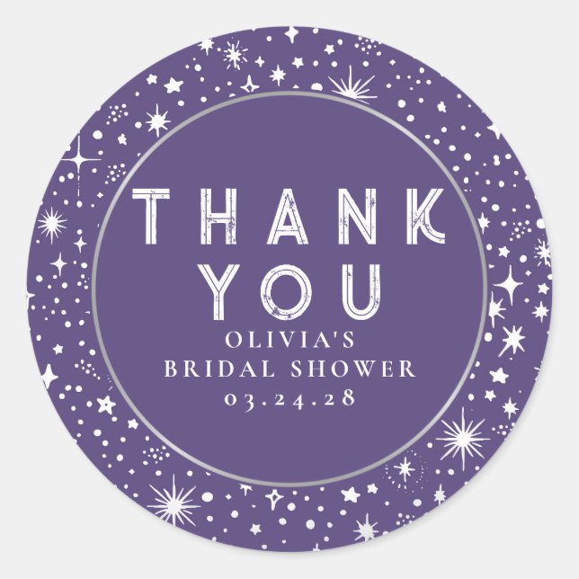Starry Night Sky Celestial Thank You Classic Round Sticker (Front)
