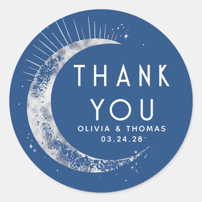 Starry Night Sky Celestial Thank You Classic Round Sticker (Front)
