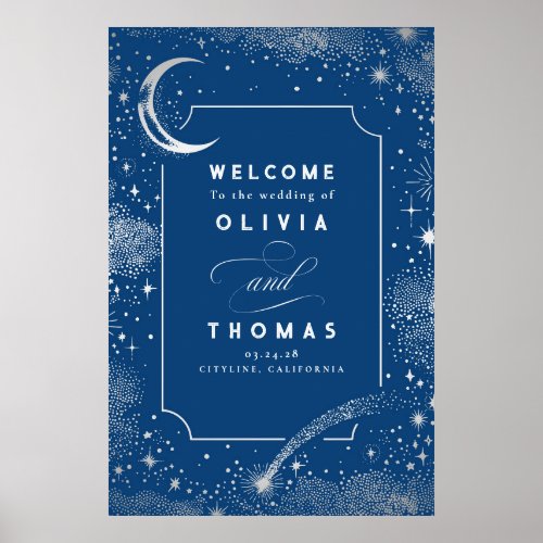 Starry Night Sky Celestial Wedding Welcome Sign