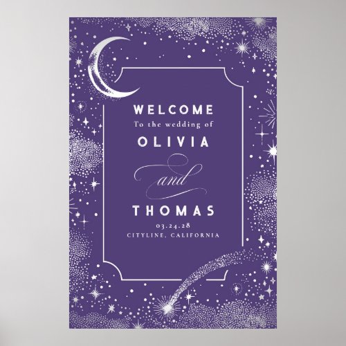 Starry Night Sky Celestial Wedding Welcome Sign