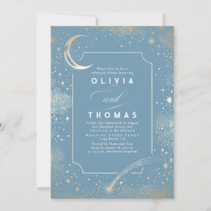 Starry Night Sky Crescent Moon Rehearsal Dinner Invitation