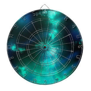 Starry Night Sky Emerald Green Dartboard