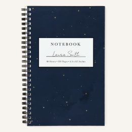 Starry Night Sky Faux Gold Personalized Notebook