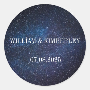 Starry Night Sky Galaxy Elegant Wedding Classic Round Sticker