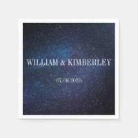Starry Night Sky Galaxy Elegant Wedding Napkin