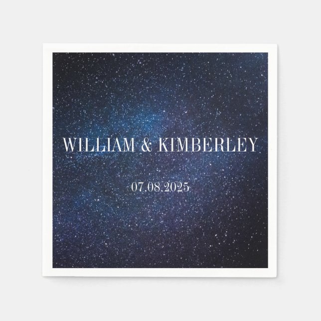 Starry Night Sky Galaxy Elegant Wedding  Napkin (Front)