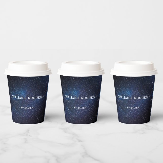 Starry Night Sky Galaxy Elegant Wedding Paper Paper Cups (Multi)