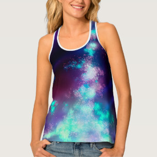 Starry Night Sky Galaxy Neon Lights  Tank Top