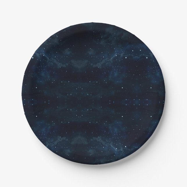 Starry Night Sky , Galaxy Space Celestial Paper Plates (Front)